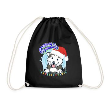 Joyeux Noël Husky Puppy Noël - Sac de sport léger - noir - Devant