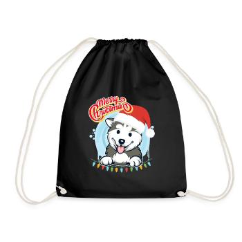 Joyeux Noël Husky Puppy Noël - Sac de sport léger - noir - Devant
