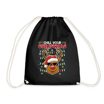 Chill your Christmas Christmas Reindeer - Drawstring Bag - black - Front