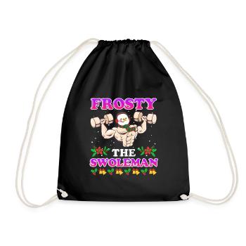 Bodybuilder Snowman Frosty the Swoleman - Drawstring Bag - black - Front