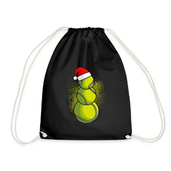 Tennisball Tennisspieler Schneemann Weihnachten - Turnbeutel - Schwarz - Vorne