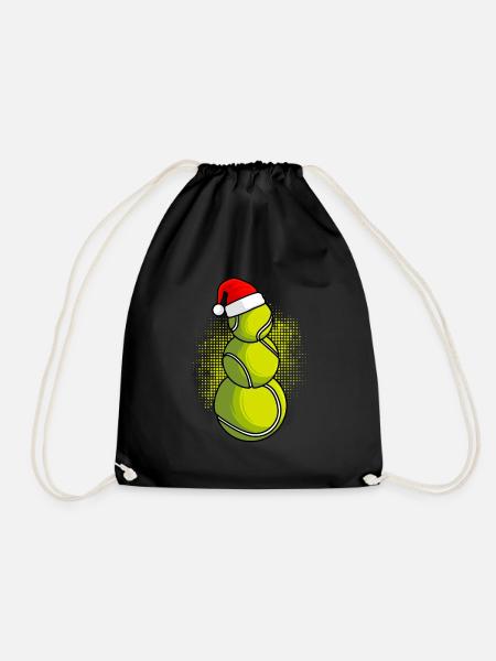 Tennisball Tennisspieler Schneemann Weihnachten - Turnbeutel - Schwarz