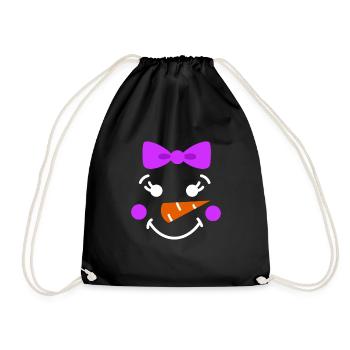 Snowman Face Children Christmas Daughter - Drawstring Bag - black - Front