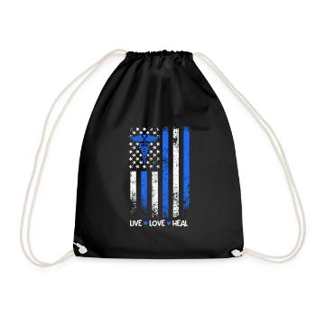 Live Love Heal USA Flag Best Nurse - Drawstring Bag - black - Front