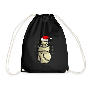 Baseball Snowman Baseball Player Baseball - Drawstring Bag - black - Front
