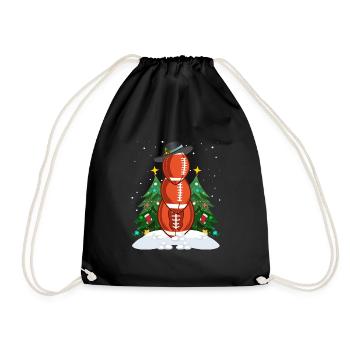 Rugy Snowman Football Player Football - Drawstring Bag - black - Front