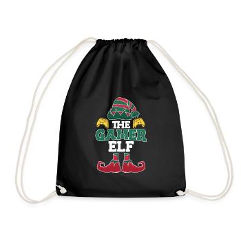 Gaming Spruch the Gamer Elf Nikolaus Weihnachten - Turnbeutel - Schwarz - Vorne