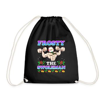 Bodybuilder Snowman Frosty the Swoleman - Drawstring Bag - black - Front