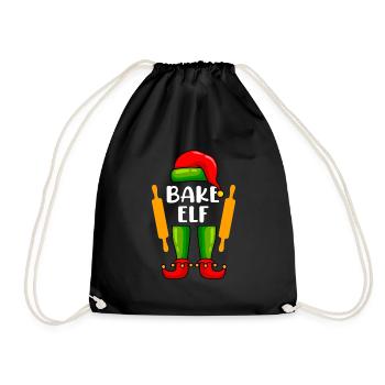 Baker Elf Baker Pastry Chef Baking Christmas - Drawstring Bag - black - Front