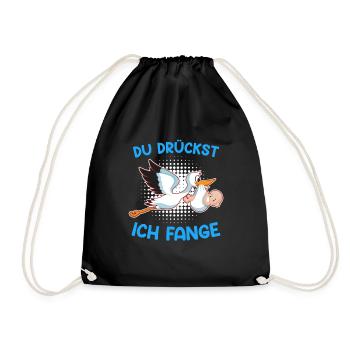 Du drückst ich fange Ich bin eine Hebamme - Turnbeutel - Schwarz - Vorne