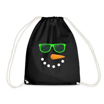 Snowman Face Sunglasses Snowman Costume - Drawstring Bag - black - Front