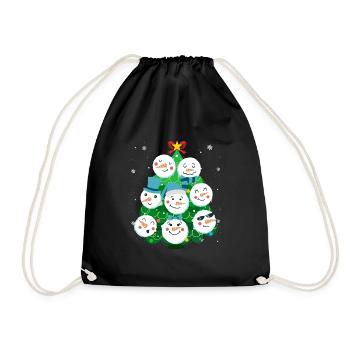 Tannenbaum Snowmies Schneemann - Turnbeutel - Schwarz - Vorne