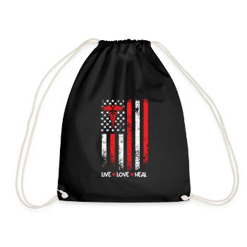 Live Love Heal USA Flag Best Nurse - Drawstring Bag - black - Front