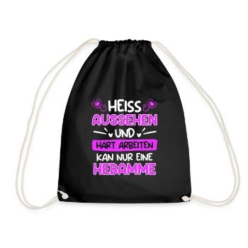 Hart arbeiten & gut aussehen kann nur eine Hebamme - Turnbeutel - Schwarz - Vorne