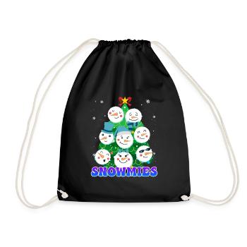 Tannenbaum Snowmies Schneemann - Turnbeutel - Schwarz - Vorne