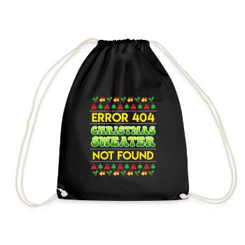 Error Christmas Sweater not found Ugly Christmas - Turnbeutel - Schwarz - Vorne