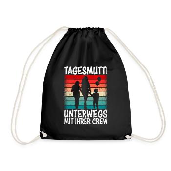 Tagesmutti unterwegs mit ihrer Crew Tagesmutter - Turnbeutel - Schwarz - Vorne