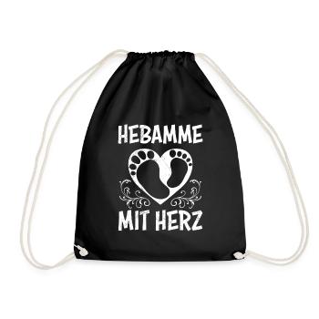 Ich bin eine Hebamme mit Herz Hebamme - Turnbeutel - Schwarz - Vorne