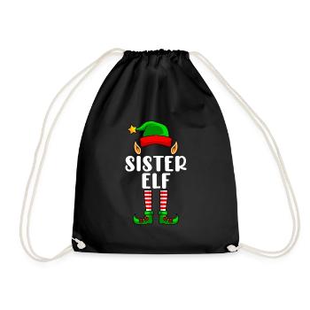 Schwester Elfe Weihnachten Familien Weihnacht Elf - Turnbeutel - Schwarz - Vorne