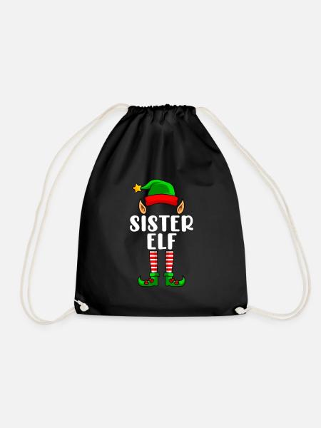 Schwester Elfe Weihnachten Familien Weihnacht Elf - Turnbeutel - Schwarz