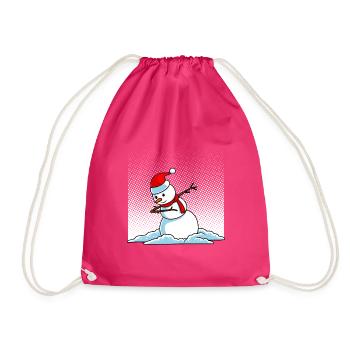 Dabbing Snowman - Drawstring Bag - fuchsia - Front