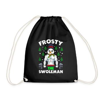 Ugly Christmas Bodybuilder Snowman - Drawstring Bag - black - Front