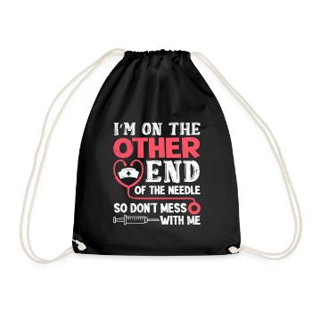 I'm on the other end needle nurse - Drawstring Bag - black - Front