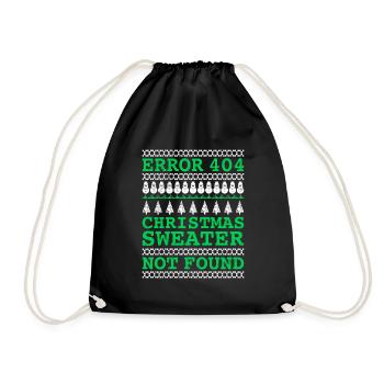 Error Christmas Sweater not found Ugly Christmas - Drawstring Bag - black - Front