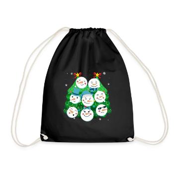 Tannenbaum Snowmies Schneemann - Turnbeutel - Schwarz - Vorne