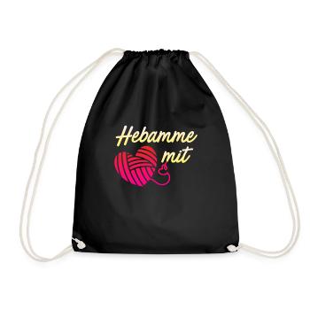 Ich bin eine Hebamme mit Herz Hebamme - Turnbeutel - Schwarz - Vorne
