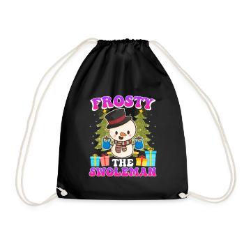 Frosty the Swoleman Snowman Weight Training - Drawstring Bag - black - Front