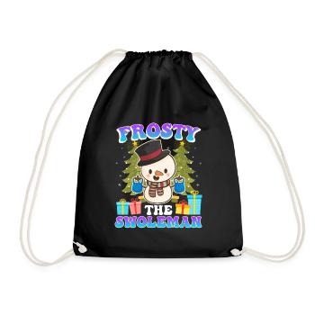 Frosty the Swoleman Snowman Weight Training - Drawstring Bag - black - Front