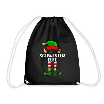 Schwester Elfe Weihnachten Familien Weihnacht Elf - Turnbeutel - Schwarz - Vorne
