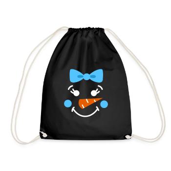 Snowman Face Children Christmas Daughter - Drawstring Bag - black - Front