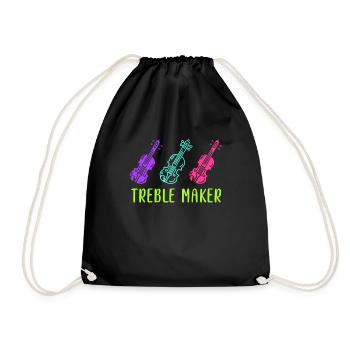 Treble clef treble soprano violin first violin - Drawstring Bag - black - Front