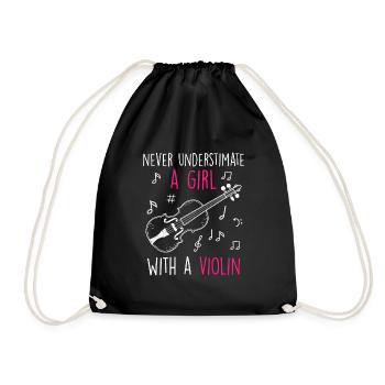 Don't underestimate a girl with a violin - Drawstring Bag - black - Front