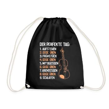 Musiker der perfekte Tag Ich übe Geige - Turnbeutel - Schwarz - Vorne