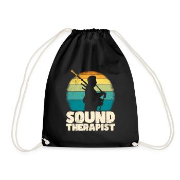 I am a sound therapist I play bagpipes - Drawstring Bag - black - Front