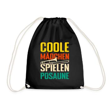 Musikerin Coole Mädchen spielen Posaune - Turnbeutel - Schwarz - Vorne