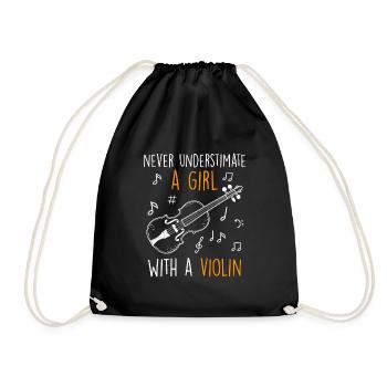 Don't underestimate a girl with a violin - Drawstring Bag - black - Front