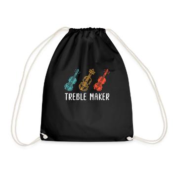 Treble clef treble soprano violin first violin - Drawstring Bag - black - Front