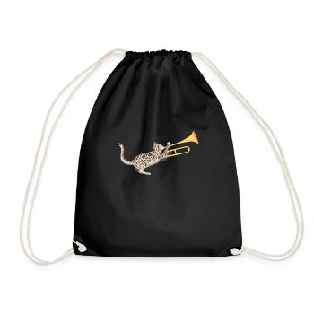 Musicien avec chat avec trombone - Sac de sport léger - noir - Devant