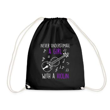 Don't underestimate a girl with a violin - Drawstring Bag - black - Front