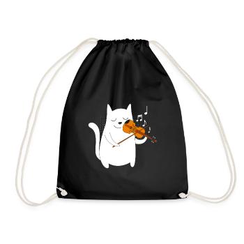 Musicien avec chat je joue du violon - Sac de sport léger - noir - Devant