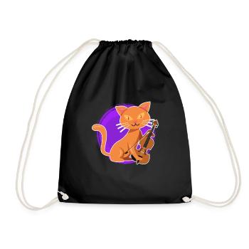 Musicien avec chat je joue du violon - Sac de sport léger - noir - Devant