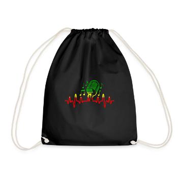 Heartbeat Reggae Music I love music notes - Drawstring Bag - black - Front