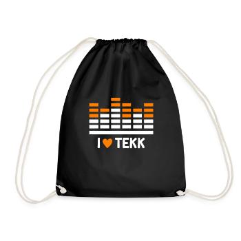 Club DJ Musik ich liebe TEKK Techno - Turnbeutel - Schwarz - Vorne