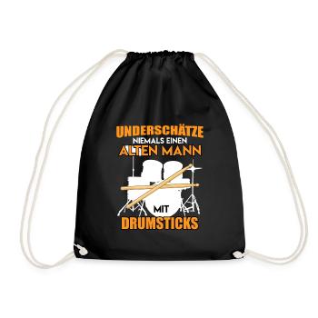 Unterschätze keinen Mann mit Drumsticks Schlagzeug - Turnbeutel - Schwarz - Vorne