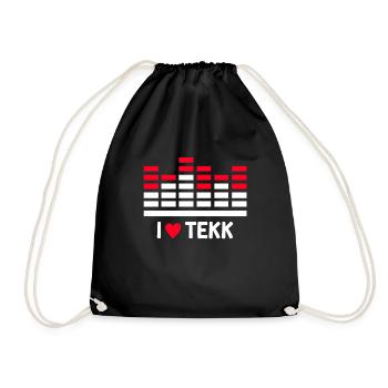 Club DJ Musik ich liebe TEKK Techno - Turnbeutel - Schwarz - Vorne
