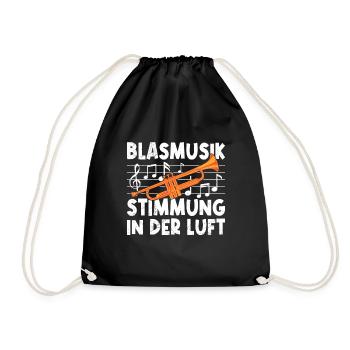 Stimmung in der Luft Blasmusik Orchester Trompete - Turnbeutel - Schwarz - Vorne
